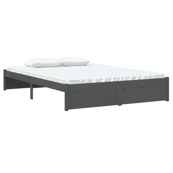 vidaXL Cadre de lit sans matelas gris bois massif 140x200 cm