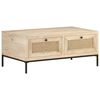 vidaXL Table basse 90x50x37 cm Bois de manguier et canne naturelle