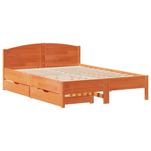 vidaXL Cadre de lit sans matelas cire marron 160x200cm bois pin massif