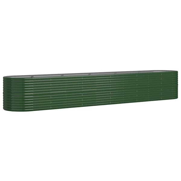 vidaXL Lit sur&eacute;lev&eacute; de jardin Acier galvanis&eacute; 440x80x68 cm Vert