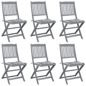vidaXL Chaises pliantes 6 pi&egrave;ces avec coussins en bois d'acacia massif