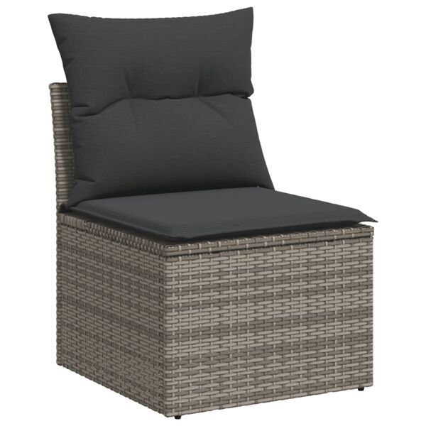 vidaXL Salon de jardin 9 pcs avec coussins gris r&eacute;sine tress&eacute;e