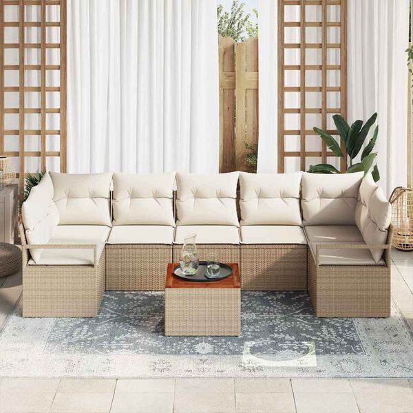 vidaXL Ensemble de canapé de jardin 8 pcs Beige et blanc