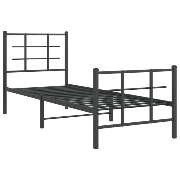 vidaXL Cadre de lit m&eacute;tal sans matelas avec pied de lit noir 75x190 cm
