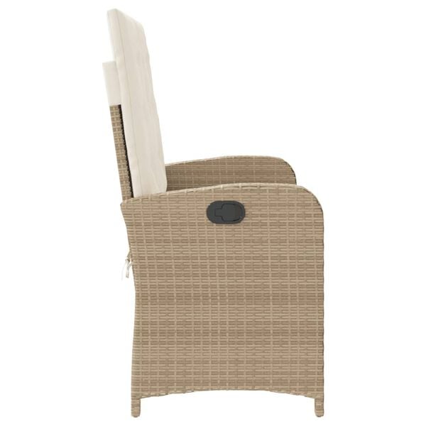 vidaXL Banc inclinable de jardin avec coussins beige r&eacute;sine tress&eacute;e