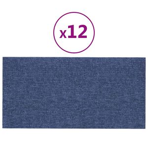 vidaXL Panneaux muraux 12 pcs Bleu 30x15 cm Tissu 0,54 m²