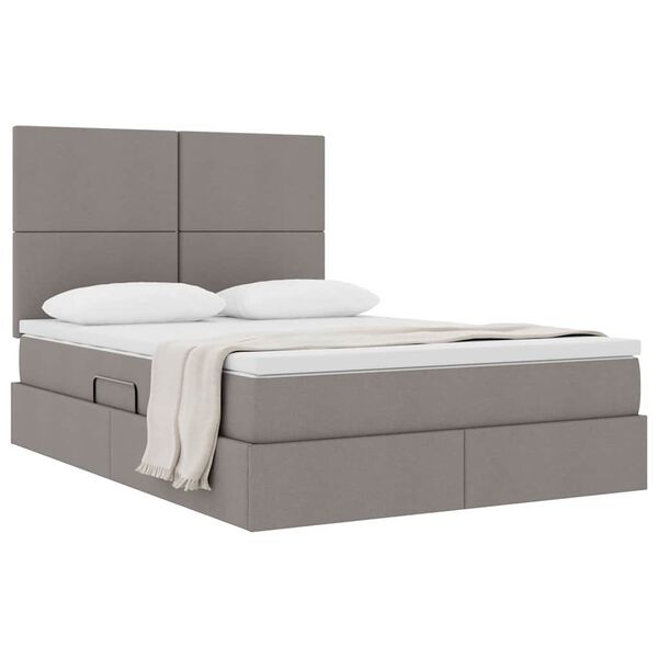 vidaXL Lit de Rangement Taupe 140 x 200 cm Cuir synth&eacute;tique