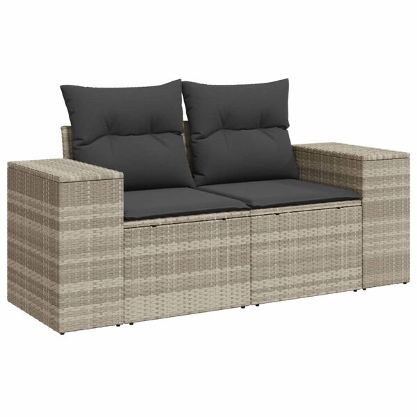 vidaXL Salon de jardin 6 pcs avec coussins gris clair r&eacute;sine tress&eacute;e
