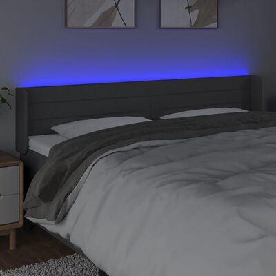 vidaXL Tête de lit à LED Gris foncé 163x16x78/88 cm Tissu