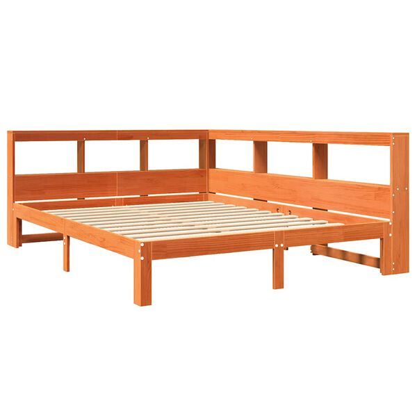 vidaXL Lit biblioth&egrave;que sans matelas cire marron 140x190 cm pin massif