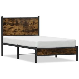 vidaXL Cadre de lit en m&eacute;tal sans matelas ch&ecirc;ne fum&eacute; 90x200 cm