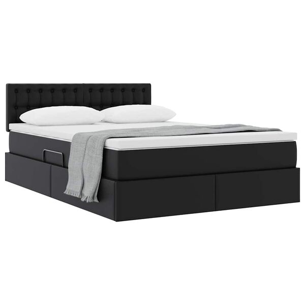 vidaXL Lit avec rangement et matelas Noir 140 x 190 cm Simili cuir