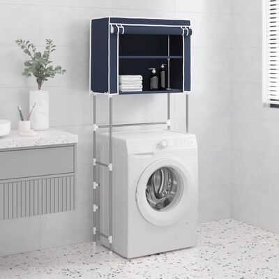 vidaXL Support de rangement 2 niveaux sur la machine à laver Bleu Fer