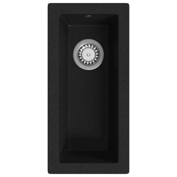 vidaXL Évier de cuisine avec trou de trop-plein Noir Granit