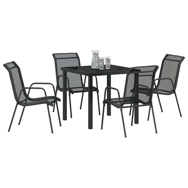 vidaXL Ensemble de salle &agrave; manger pour jardin 5 pcs Noir