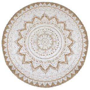 vidaXL Tapis de sol Jute tress&eacute;e imprim&eacute;e 240 cm Rond
