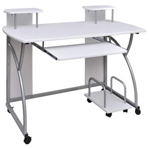 vidaXL Bureau d'ordinateur Blanc 110x52x88,5 cm Bois d&rsquo;ing&eacute;nierie