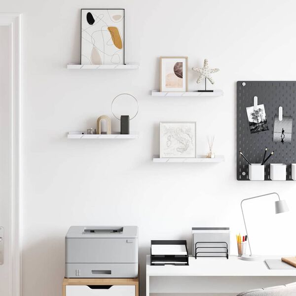 vidaXL &Eacute;tag&egrave;re Murale avec &eacute;tag&egrave;re 4 pcs Marbre blanc 40 x 9 x 3 cm