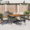 vidaXL Chaises de jardin coussins lot de 4 noir résine tressée acacia