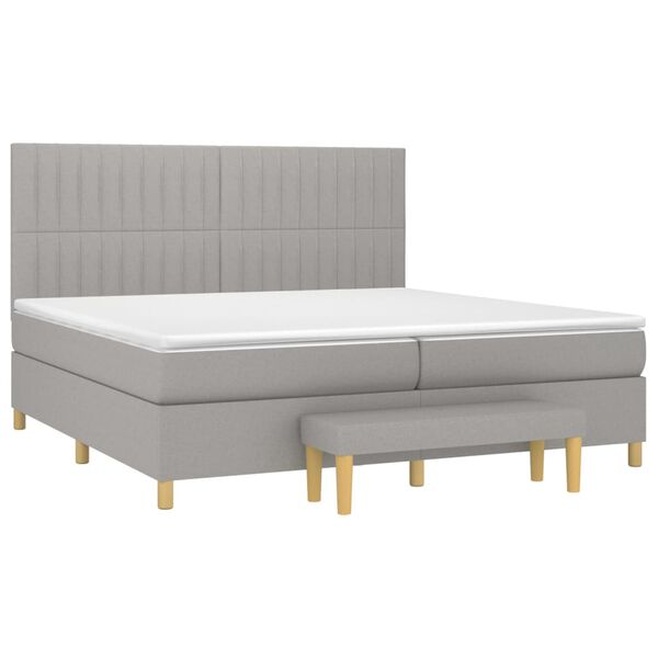 vidaXL Sommier &agrave; lattes de lit avec matelas Gris clair 200x200cm Tissu