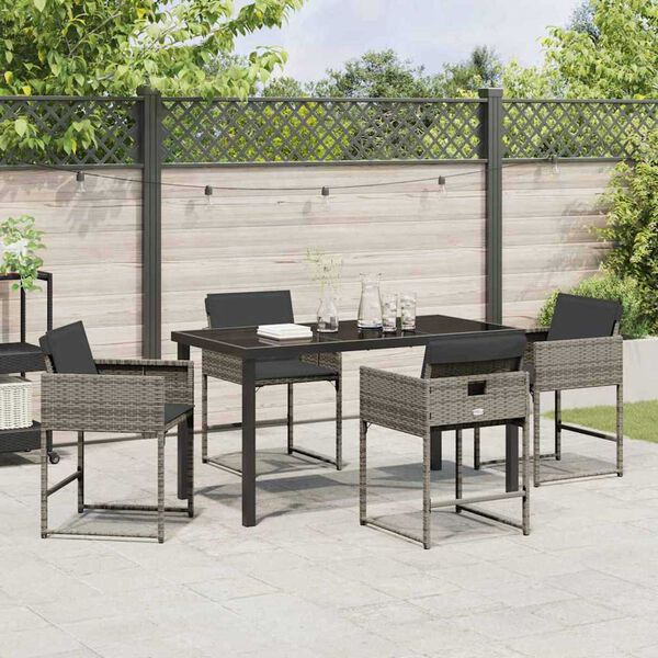 vidaXL Ensemble de salle &agrave; manger pour jardin 5 pcs Gris polyrotin