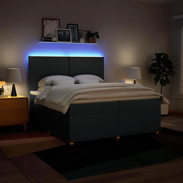 vidaXL Sommier &agrave; lattes de lit avec matelas Bleu 200x200 cm Tissu