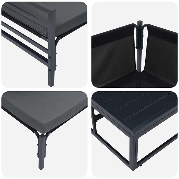 vidaXL Ensemble de canapé de jardin avec coussin 7 pcs Noir Acier