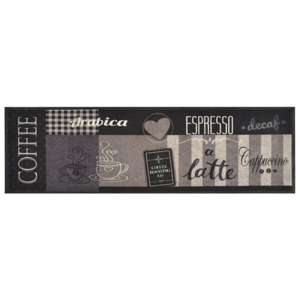 vidaXL Tapis de cuisine lavable impression café noir 45x150 cm velours