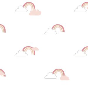 Noordwand Papier peint Mondo baby Rainbows Blanc et rose