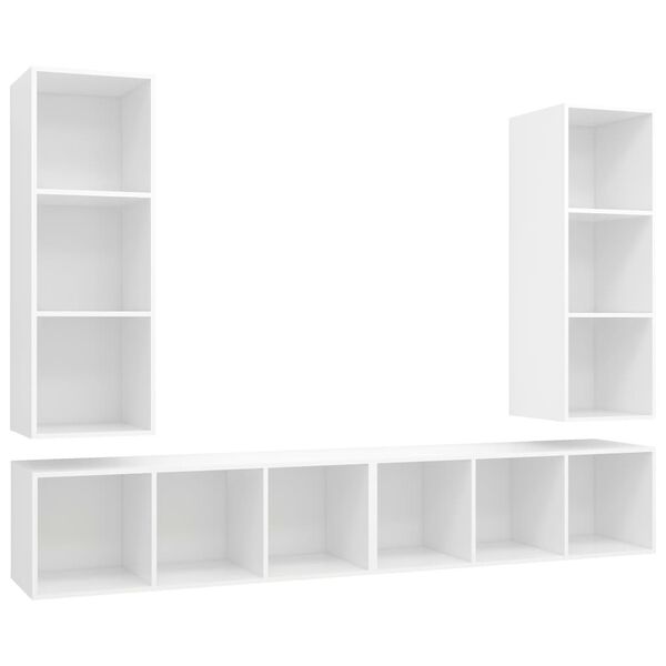 vidaXL Meubles TV muraux 4 pcs Blanc Bois d'ingénierie