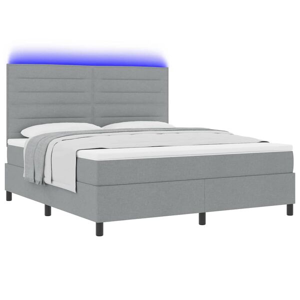 vidaXL Lit &agrave; ressorts avec matelas Gris clair 180 x 200 cm tissu