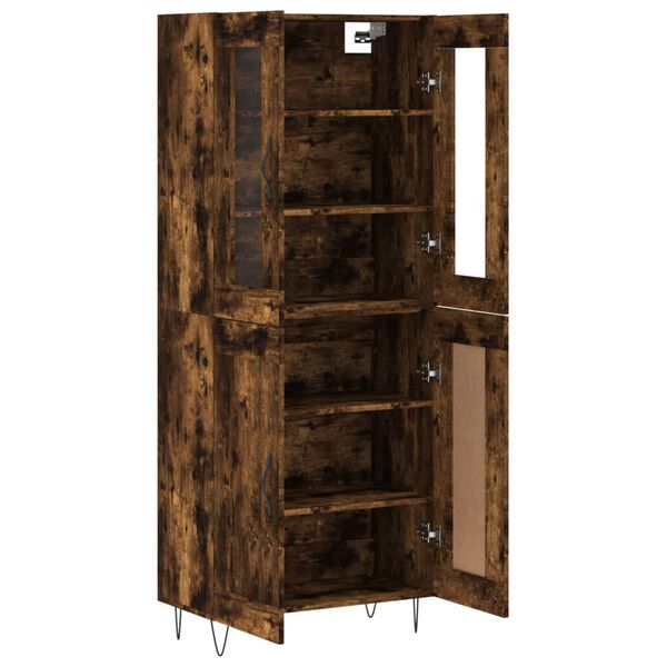 vidaXL Buffet haut Ch&ecirc;ne fum&eacute; 69,5x34x180 cm Bois d'ing&eacute;nierie