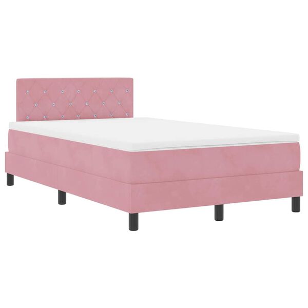 vidaXL Lit &agrave; ressort LED avec matelas Rose 120 x 190 cm Velours