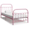 vidaXL Cadre de lit sans matelas rose m&eacute;tal 100x200 cm
