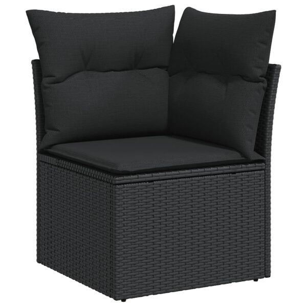 vidaXL Salon de jardin 10 pcs avec coussins noir r&eacute;sine tress&eacute;e