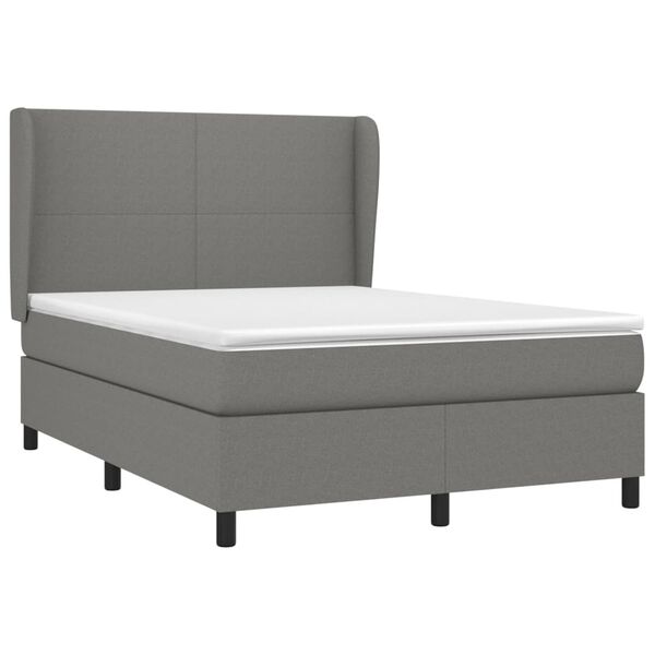 vidaXL Sommier &agrave; lattes de lit avec matelas Gris fonc&eacute; 140x200cm Tissu