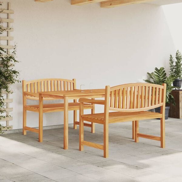 vidaXL Ensemble &agrave; manger de jardin 3 pcs Bois de teck massif