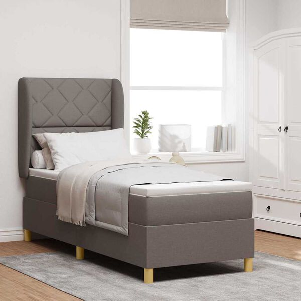 vidaXL Lit &agrave; ressorts avec matelas gris fonc&eacute; 90x190 cm Taupe tissu