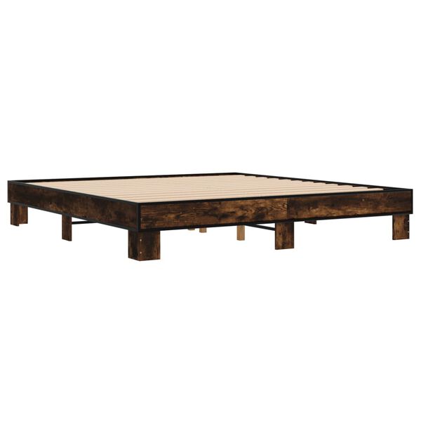 vidaXL Cadre de lit sans matelas ch&ecirc;ne fum&eacute; 200x200 cm