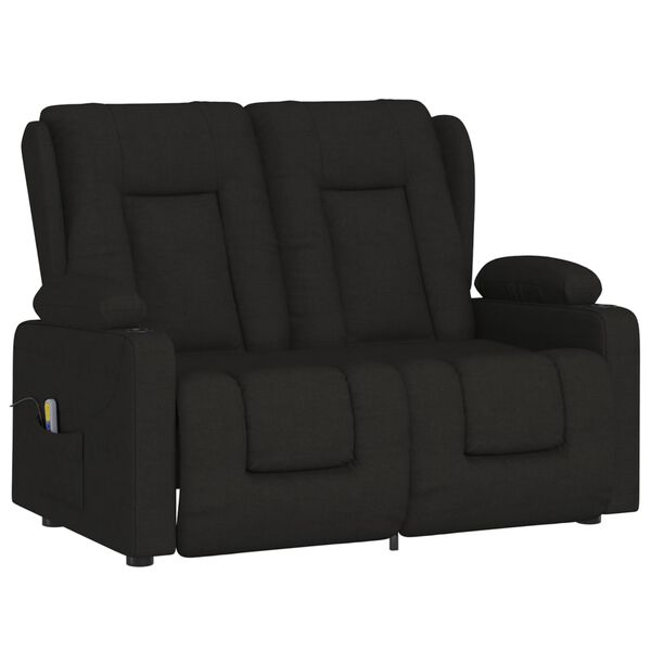 vidaXL Fauteuil de massage inclinable et porte-gobelets 2 places noir