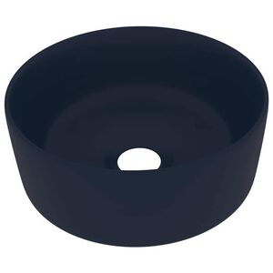 vidaXL Lavabo rond de luxe Bleu fonc&eacute; mat 40x15 cm C&eacute;ramique
