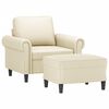 vidaXL Fauteuil avec repose-pied Crème 60 cm Similicuir