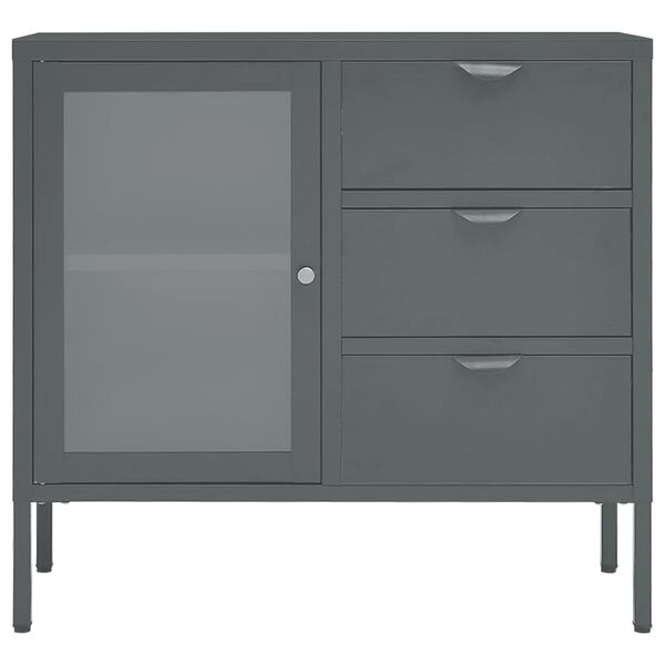 vidaXL Buffet Anthracite 75x35x70 cm Acier et verre trempé