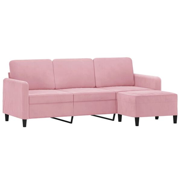 vidaXL Canap&eacute; &agrave; 3 places avec repose-pieds Rose 180 cm Velours