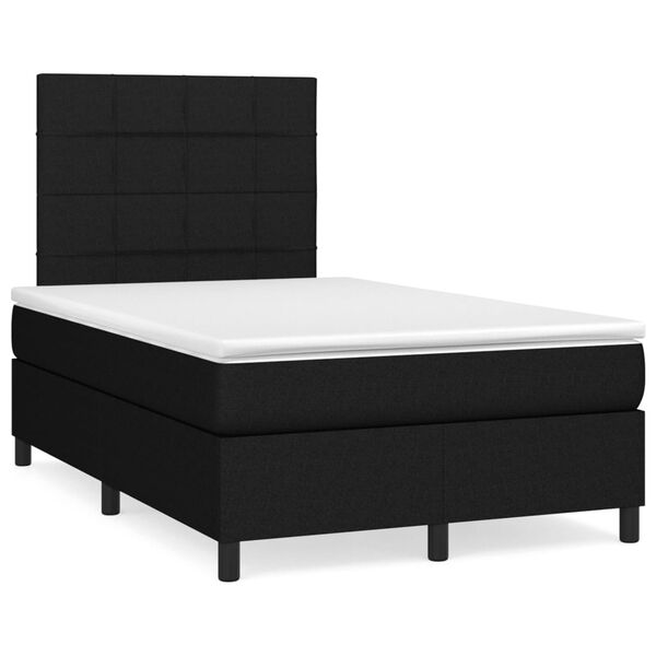 vidaXL Sommier &agrave; lattes de lit avec matelas Noir 120x200 cm Tissu