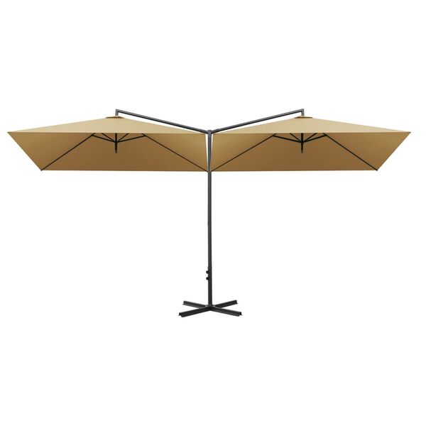 vidaXL Parasol de jardin double avec m&acirc;t en acier taupe 600x300 cm