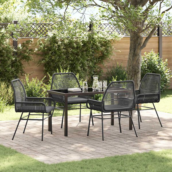 vidaXL Ensemble de salle &agrave; manger pour jardin 5 pcs Noir polyrotin