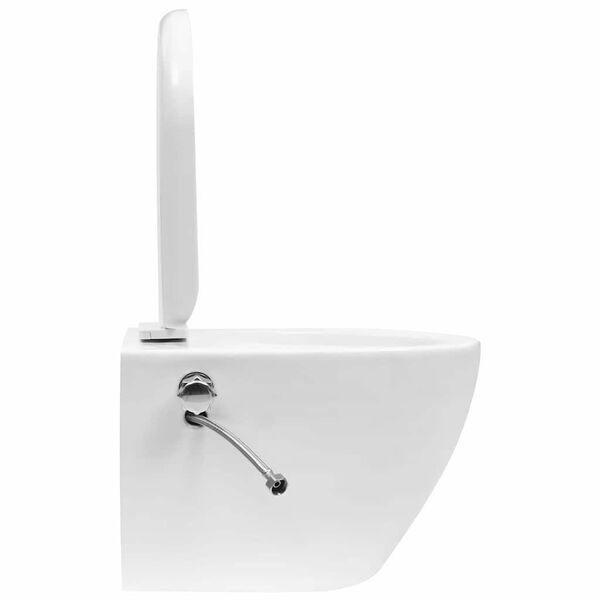 vidaXL Toilette murale sans rebord et r&eacute;servoir cach&eacute; C&eacute;ramique Blanc