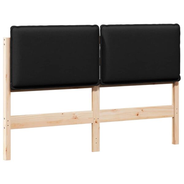 vidaXL T&ecirc;te de lit capitonn&eacute;e Naturel et Noir 150 cm Pin massif