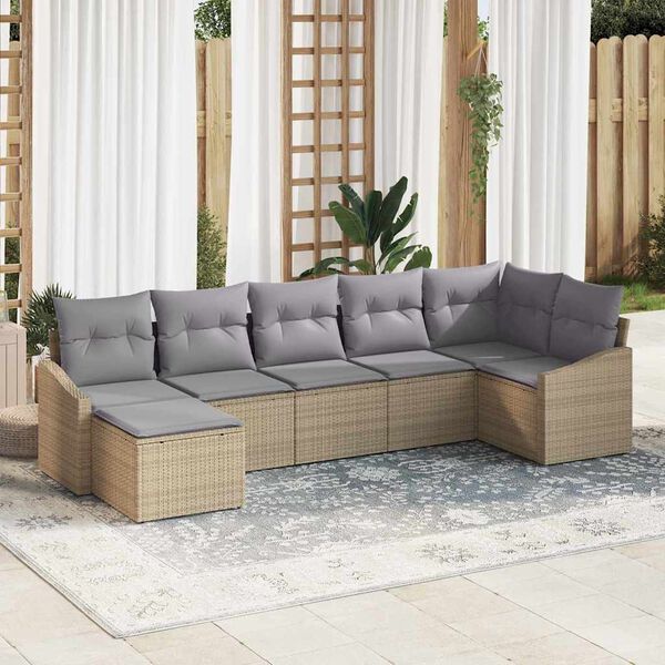 vidaXL Ensemble de canap&eacute; de jardin 7 pcs Beige et Gris clair